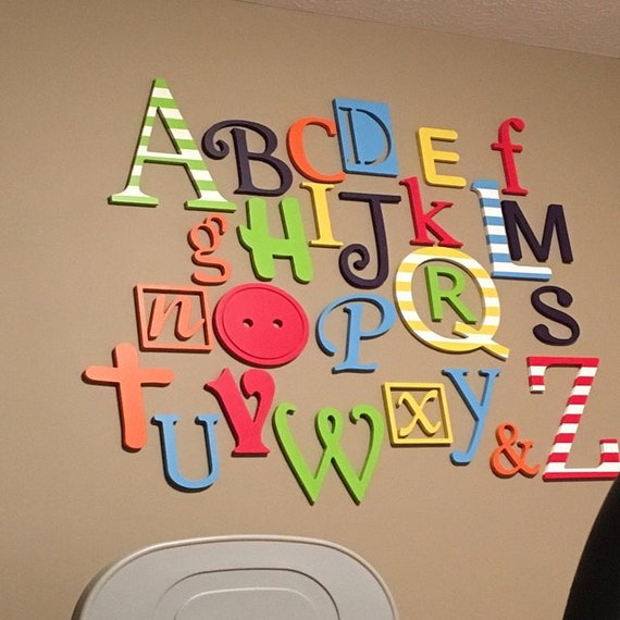 Alphabet Wooden Letters for Nursery ABC Sign, Alphabet Letters Set, Baby  Nursery Decor Letters for Wall Painted Alphabet Set Wall Hanging 