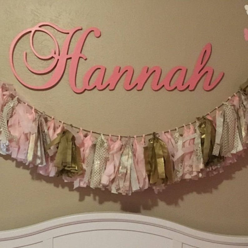 Baby Girl Nursery Painted Wooden Name Wall hanging Etsy