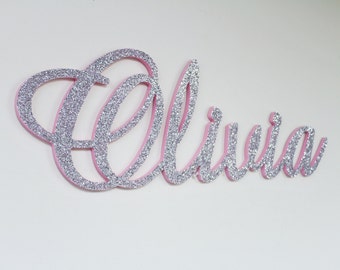 GLITTERED Name Sign, Name Wall Hanging, Baby Name Sign for Nursery, Kids Name Sign, Wall Hanging Letters, Nursery Decor, Wooden Name Sign