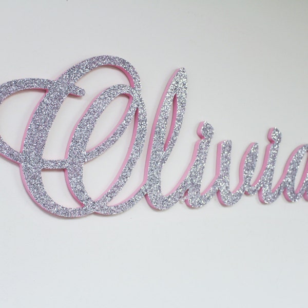 GLITTERED Name Sign, Name Wall Hanging, Baby Name Sign for Nursery, Kids Name Sign, Wall Hanging Letters, Nursery Decor, Wooden Name Sign