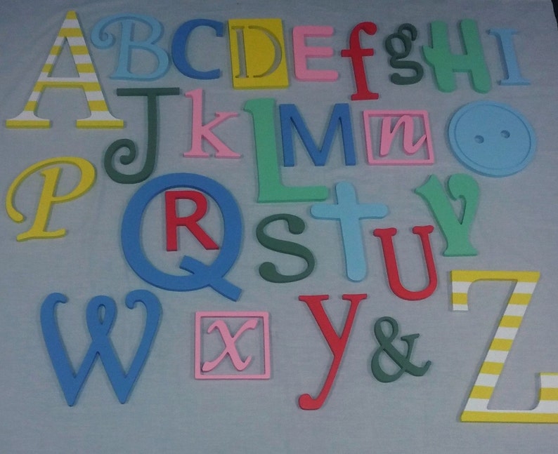 Nursery Alphabet Wall Hanging Wooden Letters Alphabet Etsy