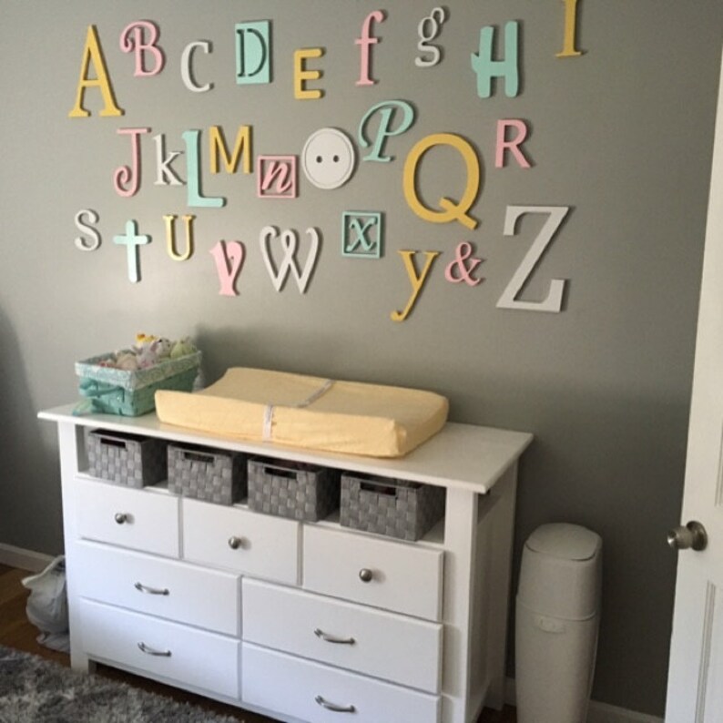 Wooden Letters for Nursery ABC Sign Alphabet Letters Set Etsy