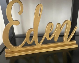 Custom Sweet 16 Personalized Wooden Name Sign with Stand - Sweet 16 Candelabra Name Plaque - Custom Birthday Name Decor with Stand