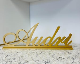 Freestanding Name Sign | Personalized Name Sign | Kids Room Sign | Stand Alone Thick Name Sign | Family Name Sign | Script Cursive Word Sign