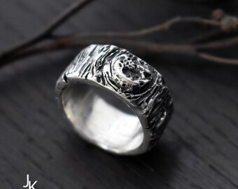 Tree bark ring - twig bark ring  sterling silver nature rings, tree branch ring, woodland ring - engagement ring, wedding band READY TO SHIP