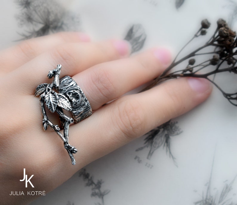Tree bark ring twig bark ring sterling silver nature rings Etsy