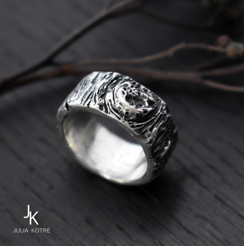 Tree Bark Ring Twig Bark Ring Sterling Silver Nature Rings Etsy