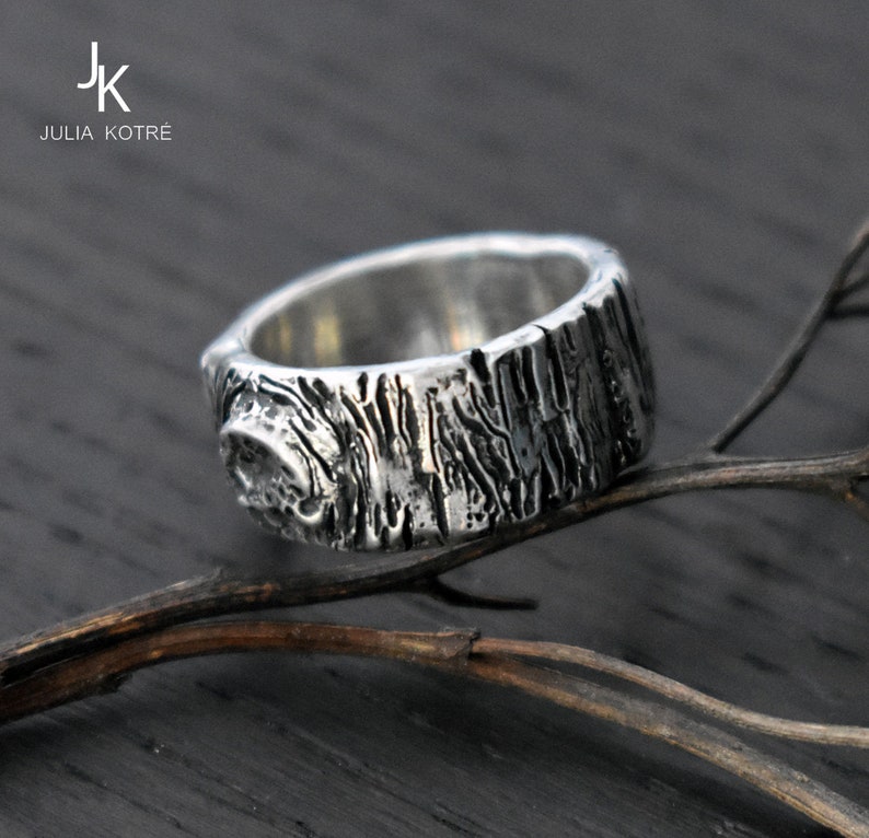 Tree Bark Ring Twig Bark Ring Sterling Silver Nature Rings Etsy