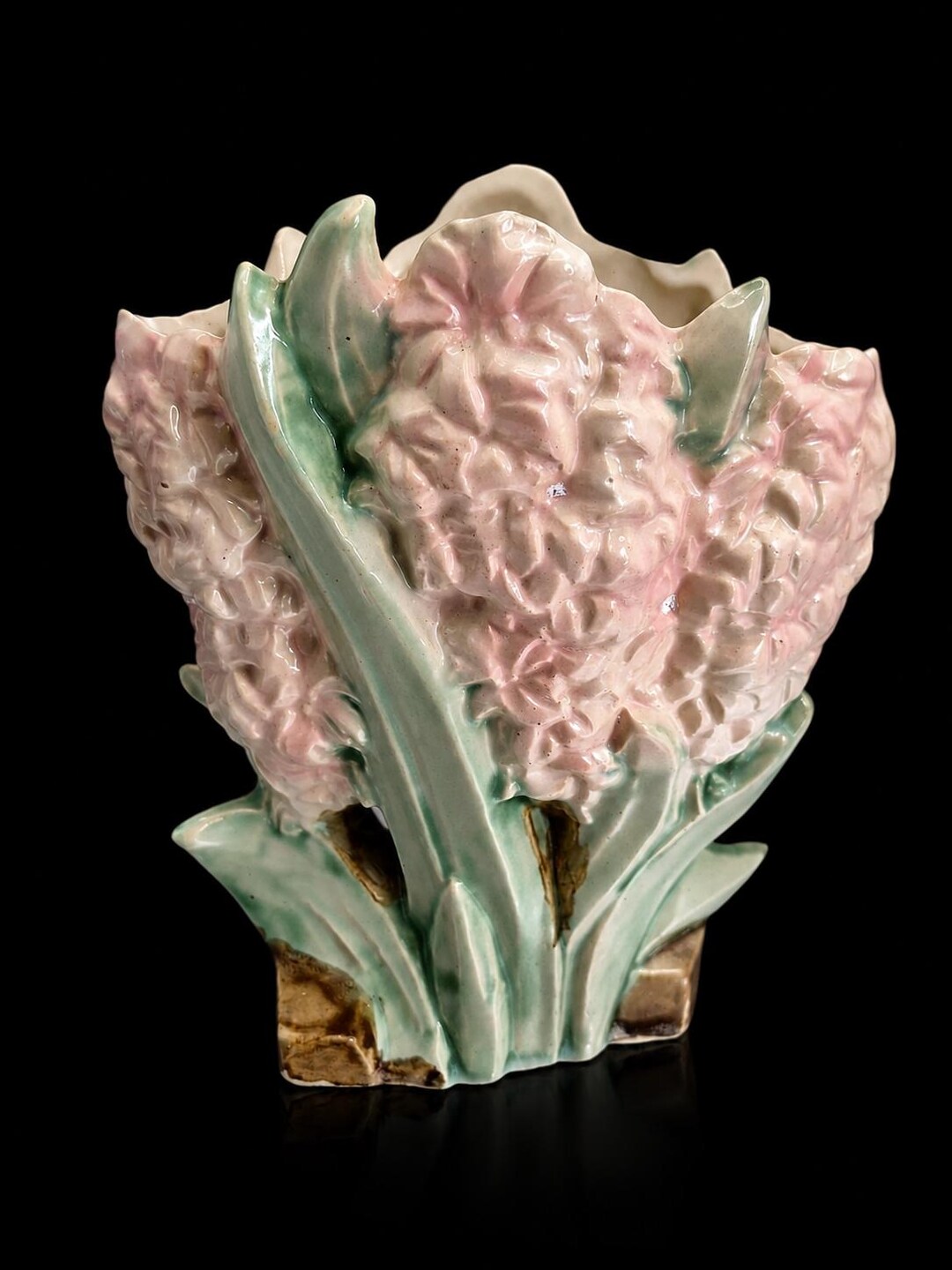Vintage Mccoy Hyacinth Vase Pink Floral Art Pottery Planter Cottage ...