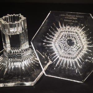 Vintage Set of 1992 Tiffany & Co. Clear Crystal Candlesticks Louis