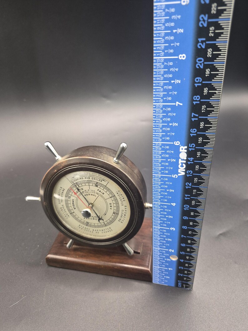 Barometer Weather Ship Vintage Airguide Ship Wheel Barometer Nautical Desk Weather Instrument ...