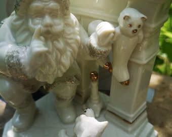 Mikasa Holiday Elegance Santa Figurine, Fireplace Cat Teddy Bear