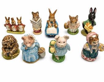 Rare Beswick Beatrix Potter Figurines English Storybook Cottagecore Rabbit Mouse Woodland Collection