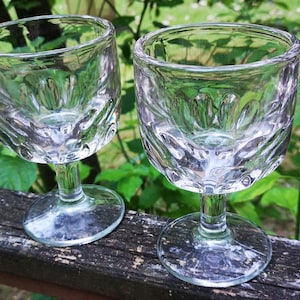 2 Vintage Rounded Goblets Kings Thumbprint Extra Heavy 2.1 Lb Glass Wine Beer