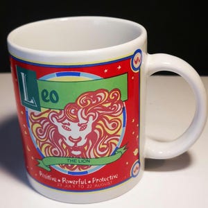 Vintage 1990s Leo Astrology Mug  Zodiac-Inspired Coffee Cup