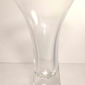 Mid Century Modern Glass Vase: Bubble Base, Flared Rim, Heavy Art Glass
