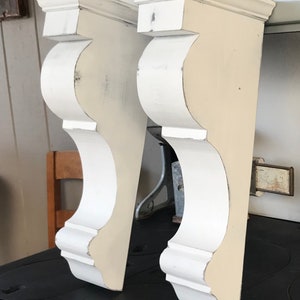 LARGE Wood Corbels- (F), 189.00/PAIR , Rustic white,  5 1/4” W  7 3/4" D x  20" H