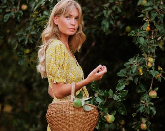 Sunshine yellow Button down block printed summer dress,