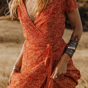 Bohemian hand printed maxi dress, Sustainable fashion image 1
