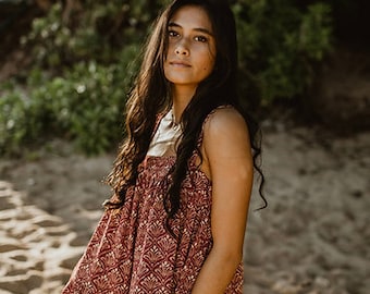 Petite Summer boho top/blouse ,hand printed ,sustainable gifts