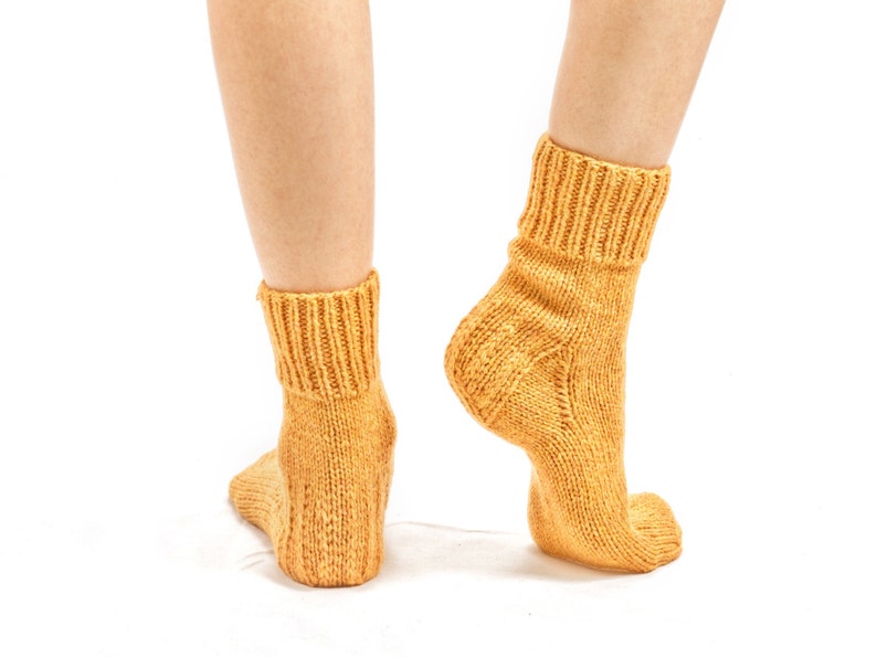 WOOL SOCKS. Woman socks. Hand knitted socks. Natural yellow wool socks. Minimal socks. Great gift. Warm socks. Winter socks. image 4