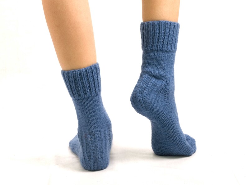 WOOL SOCKS. Woman socks. Hand knitted socks. Natural blue wool socks. Minimal socks. Great gift. Warm socks. Winter socks. image 5