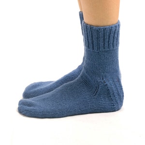 WOOL SOCKS. Woman socks. Hand knitted socks. Natural blue wool socks. Minimal socks. Great gift. Warm socks. Winter socks. image 4