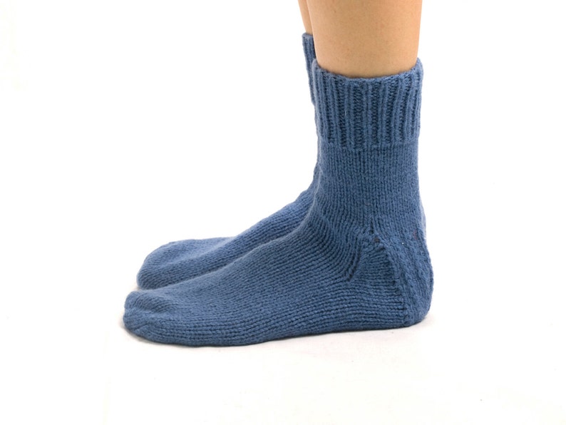 WOOL SOCKS. Woman socks. Hand knitted socks. Natural blue wool socks. Minimal socks. Great gift. Warm socks. Winter socks. image 4