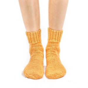 WOOL SOCKS. Woman socks. Hand knitted socks. Natural yellow wool socks. Minimal socks. Great gift. Warm socks. Winter socks. image 3