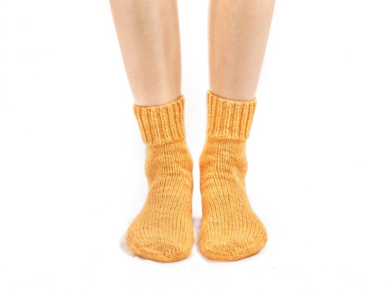 WOOL SOCKS. Woman socks. Hand knitted socks. Natural yellow wool socks. Minimal socks. Great gift. Warm socks. Winter socks. image 3