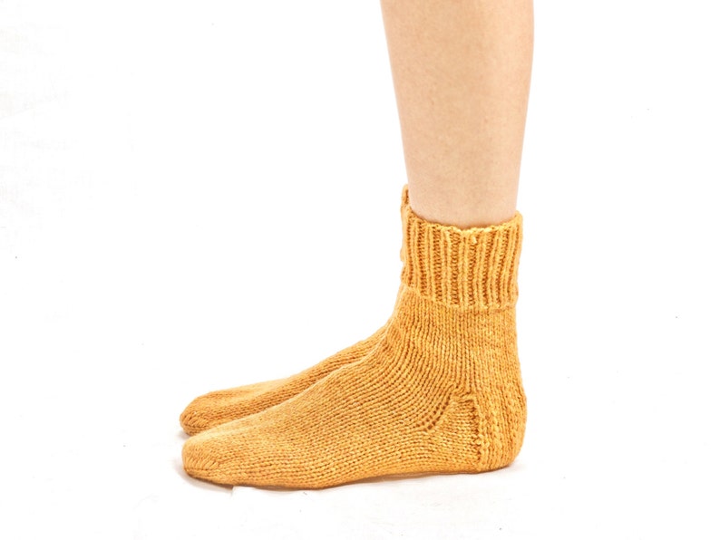 WOOL SOCKS. Woman socks. Hand knitted socks. Natural yellow wool socks. Minimal socks. Great gift. Warm socks. Winter socks. image 5