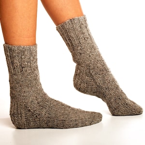 MEN WOOL SOCKS touring Back Roads. Hand Knitted From Natural Grey Sheep ...
