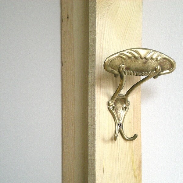 VINTAGE coat hanger, towel hook, towel hanger, coat rack, coat hanger, brass hardware, Art Nouveau