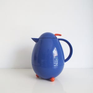 Vintage LEIFHEIT Thermoskanne: Orange & Blau Isolierkanne