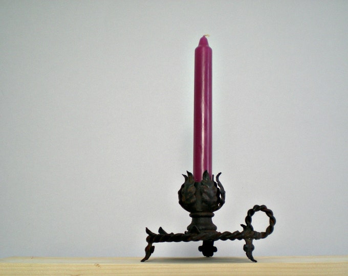Nostalgic Black Metal Round Candle Holder Primitive Rustic Etsy