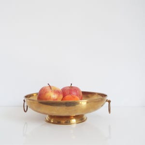 Vintage Messing Obstkorb, Mid Century Obstschale, runde Obstschale Servierplatte, dekorative Tischdekoration, Boho Bohemain Dekor shabby chic