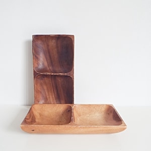 Mid Century Modern Wooden Divided Tray Set: MCM Catchall Dishes