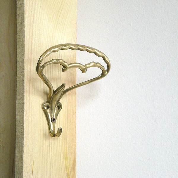 VINTAGE towel hook, towel hanger, coat hook, coat rack, coat hanger, brass hardware, Art Nouveau