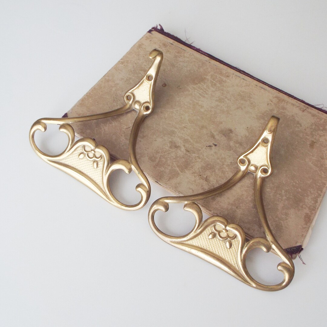 2 Art Deco Wall Hooks, Pair of Towel Hangers, Unique Rare Metal Rack ...