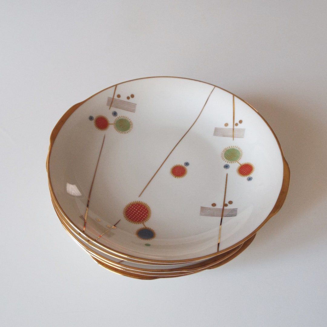 Set 6 Dessert Plates Porcelain Style Art Deco Small Vintage Etsy