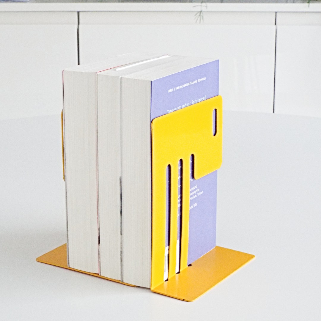 Vintage Yellow Bookends '80s Minimal Book Holders Space Etsy