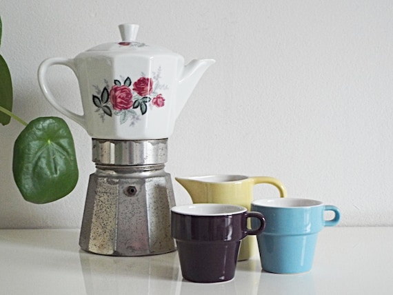 Large Italian Porcelain Aluminum Coffee 
