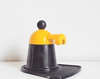 Vintage coffee maker, 2 cups italian espresso machine, small yellow black coffee machine, camping equipment, coffee bar decor