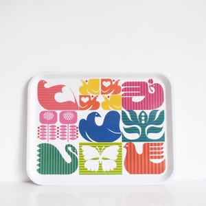 IKEA bird tray, serving dish, platter designed for Ikea, multicolor Swedish Nordic Scandinavian melamine tray, kitchenware