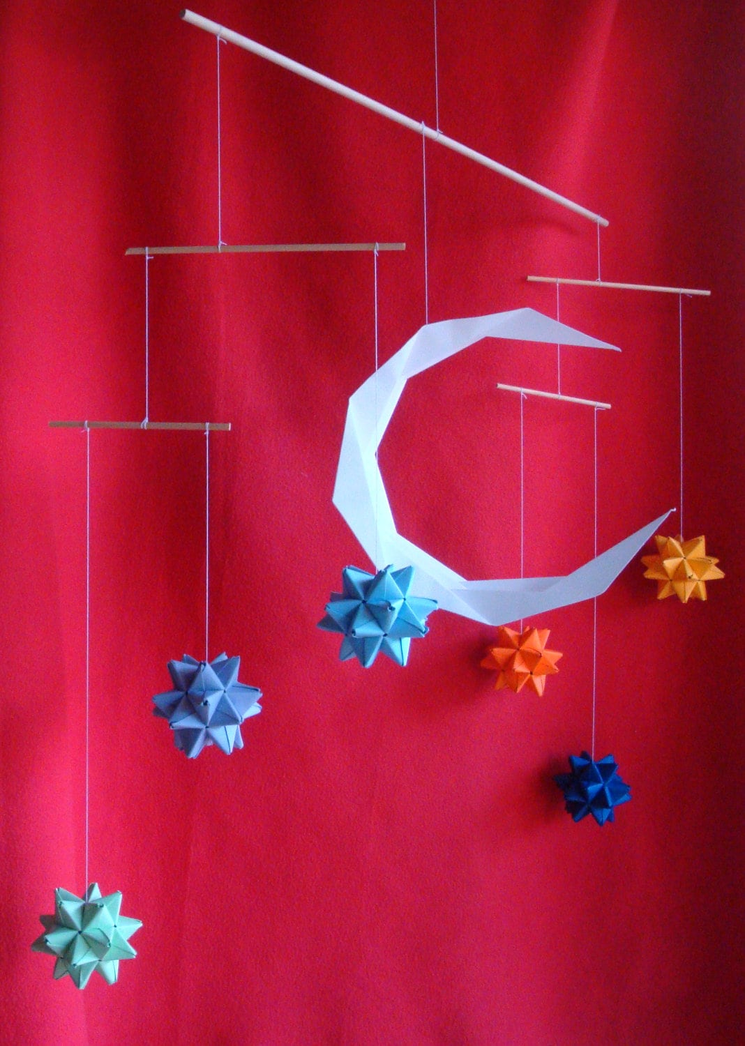 Origami mobile  - Moon with six stars