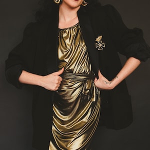 1980s Black Wool Tuxedo Style Jacket by Guy Laroche, Medium to Large | 80s Designer Black Tux Blazer (M, L, 44-42-46)