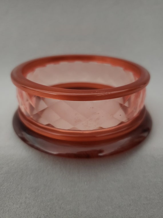 1980s Translucent Blush and Brown Bangle Stack | 8