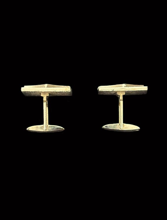 1960s Brushed Gold Tone Rectangular Cuff Links | … - image 5