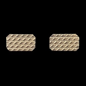 1950s Gold Tone Rectangular Cuff Links | 50s Vintage Striped Embossed Cufflinks