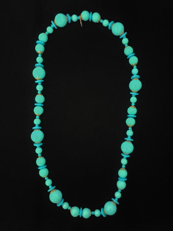 1960s Turquoise Bead Necklace | 60s Vintage Long … - image 6